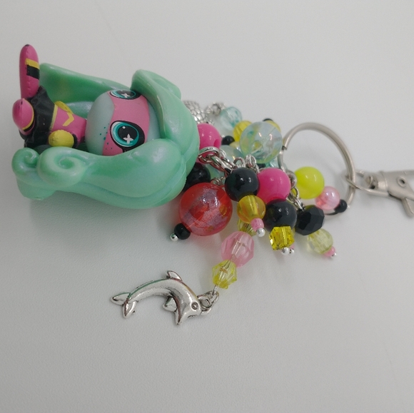 Lagoona Blue Monster High Purse Charm Keychain Handmade Power Mini Figure OOAK - Picture 8 of 10